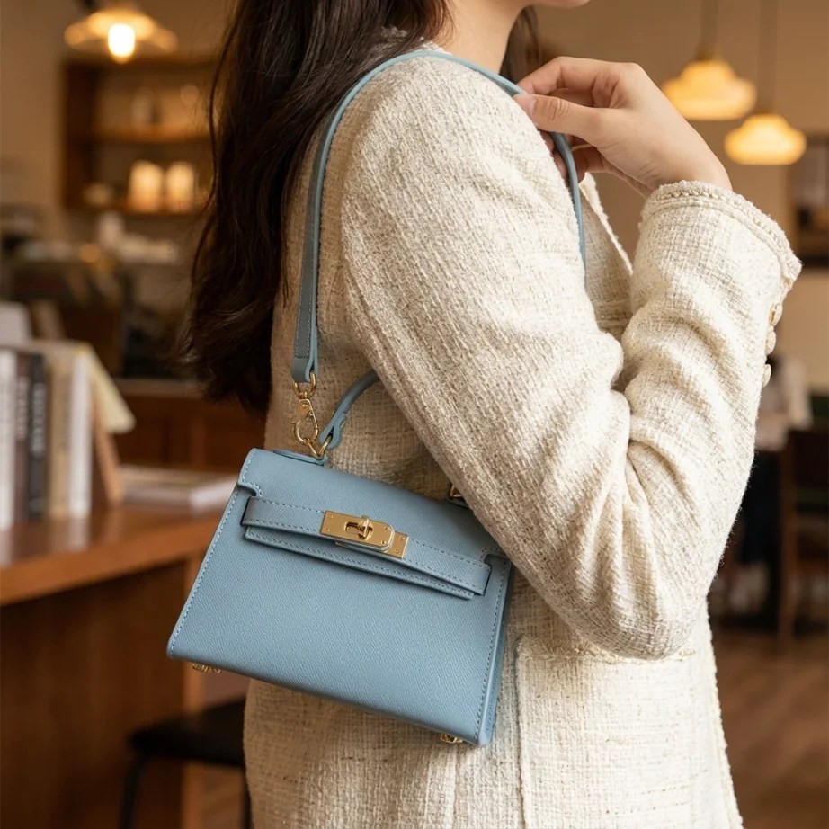 Geantă Heily Baby Bleu Piele Naturală – Design Modern All Season