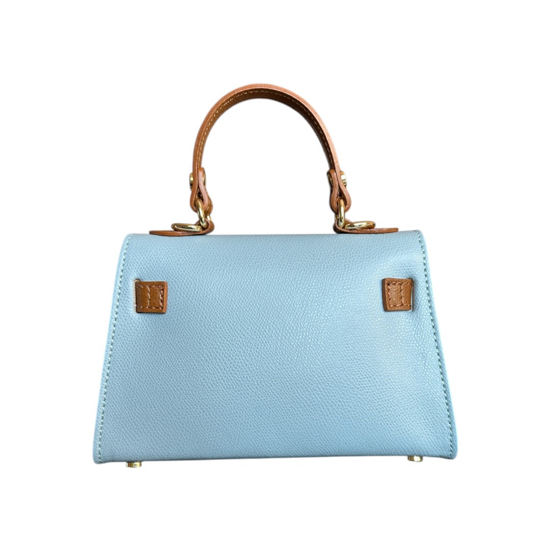 Geantă Heily Baby Blue x Coniac din Piele Naturală
