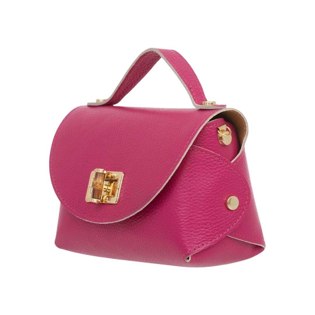 Geanta Sara, fucsia - din piele naturala