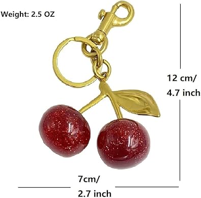 Breloc Cireașă / Charm Drăguț pentru Geantă, Inel și Clemă din Metal – Accesoriu pentru Genți, Chei și Telecomandă Auto