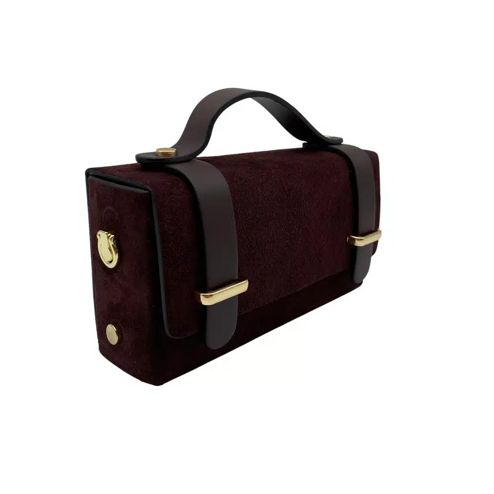 Geantă Claudia – Piele Naturală, Bordo Catifelat