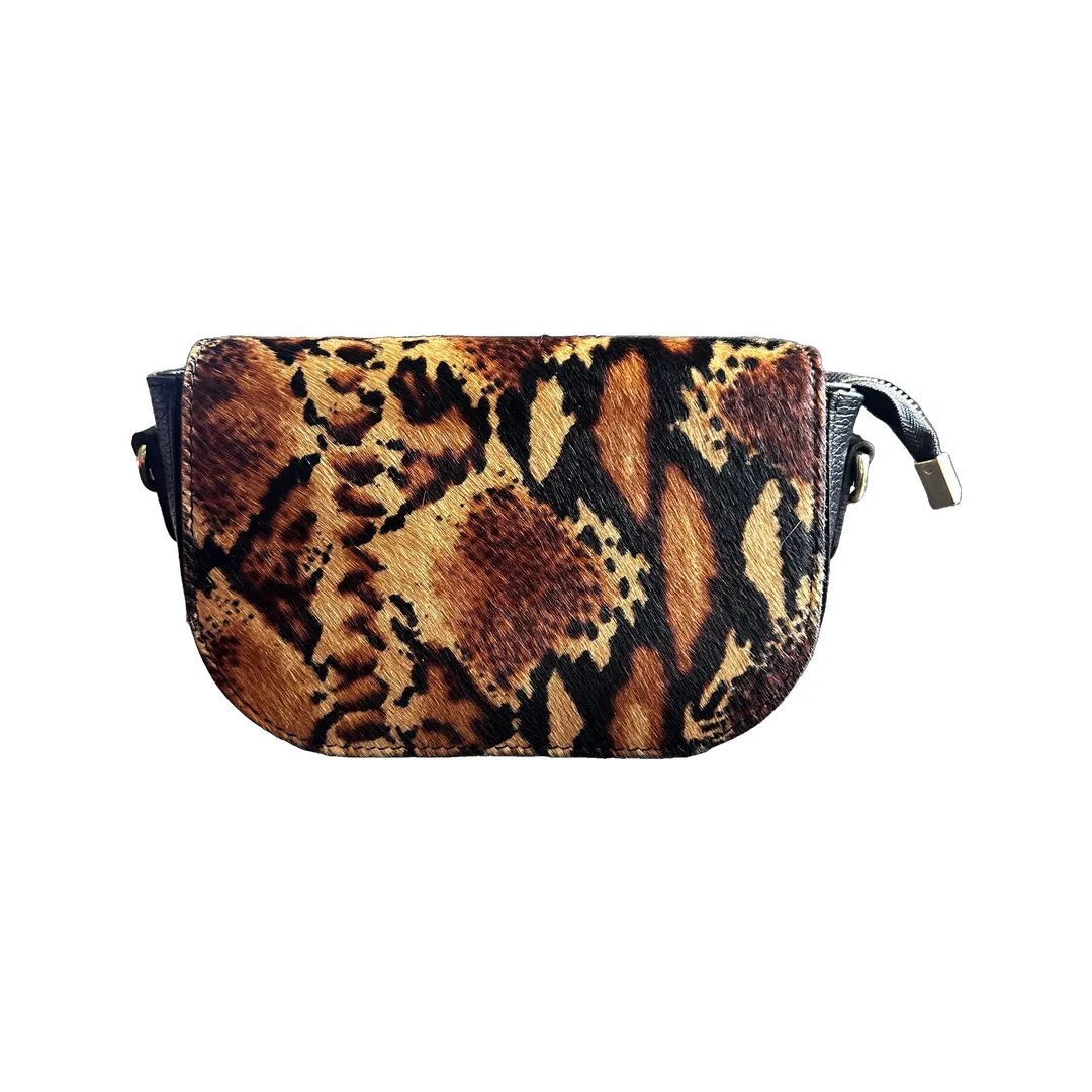 Geanta Cavallina Python Ambra din piele naturală cu păr — vedere din față