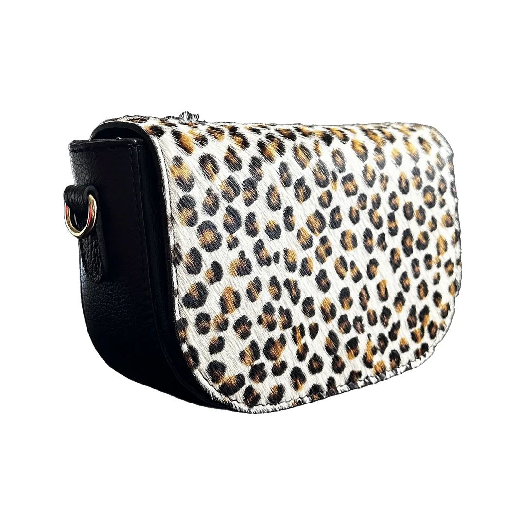 Geanta Cavallina Leopardo din piele naturală cu păr — vedere laterală