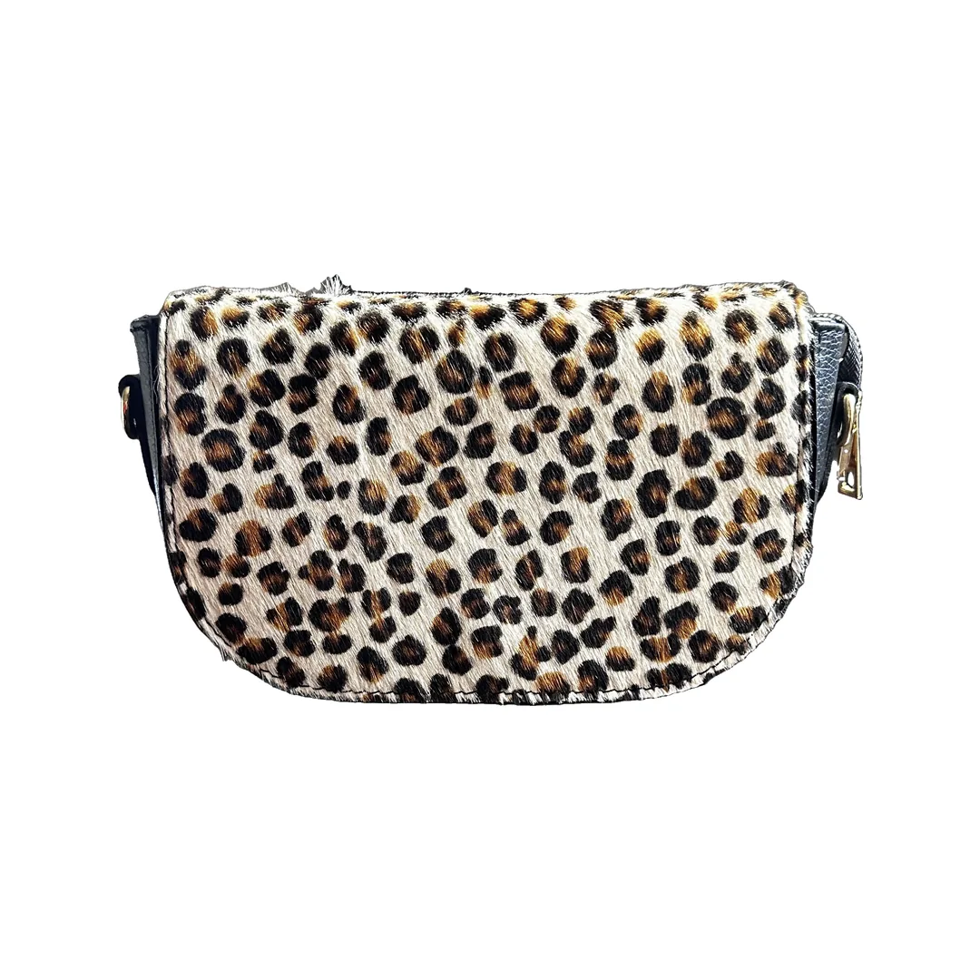Geanta Cavallina Leopardo din piele naturală cu păr — vedere din față