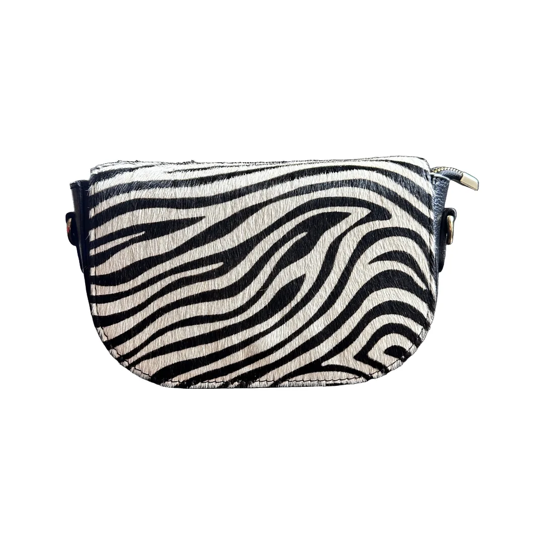 Geanta Cavallina Zebra din piele naturală cu păr — vedere din față