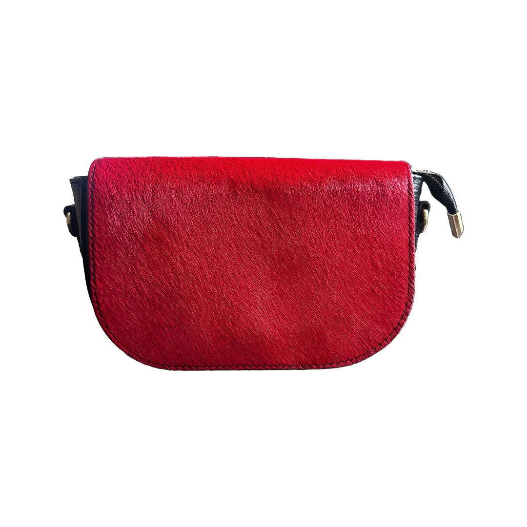 Geanta Cavallina Rosso din piele naturală cu păr — vedere din față