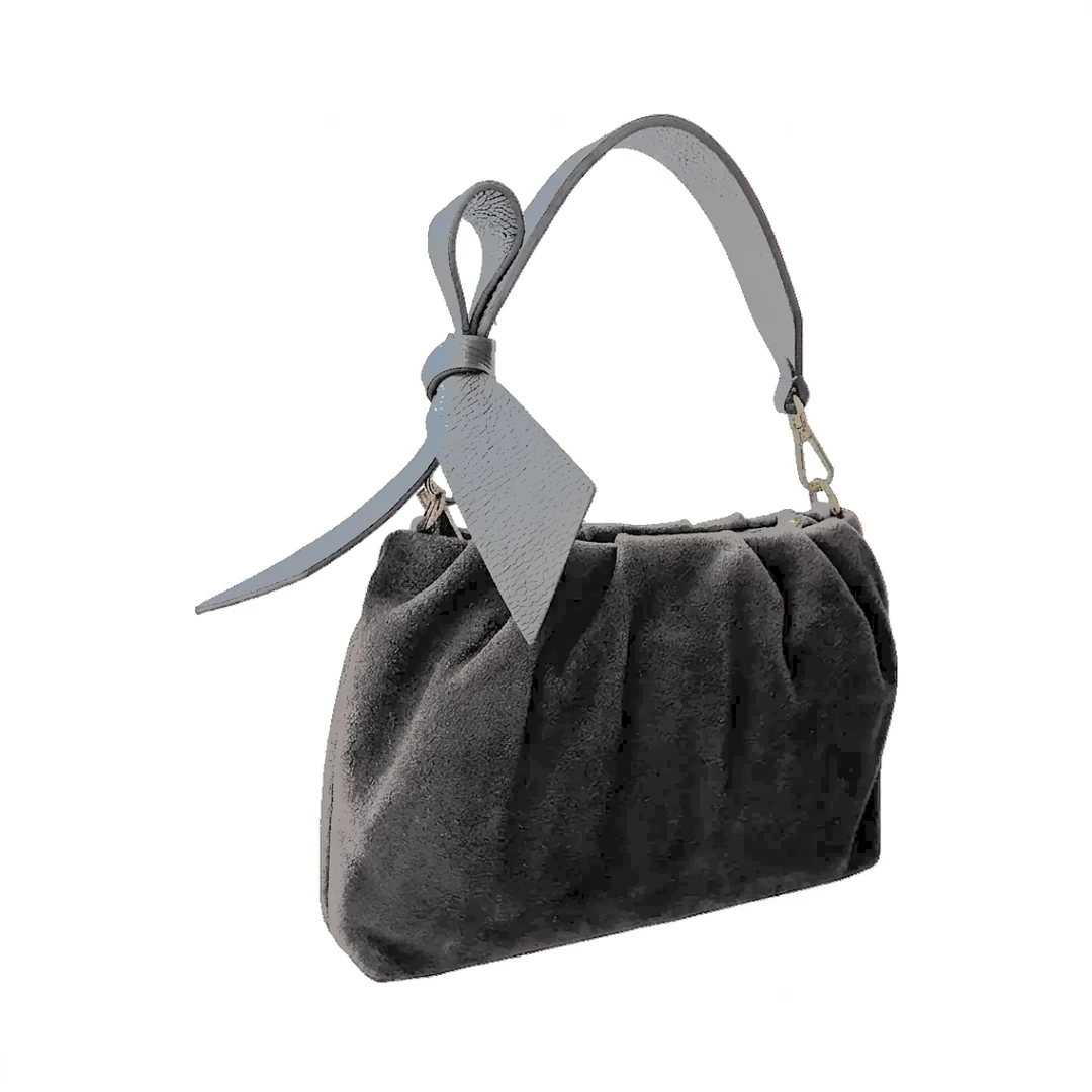 Geanta Fiocco – Maro Închis din Piele Întoarsă cu Mâner Înnodat (Made in Italy)